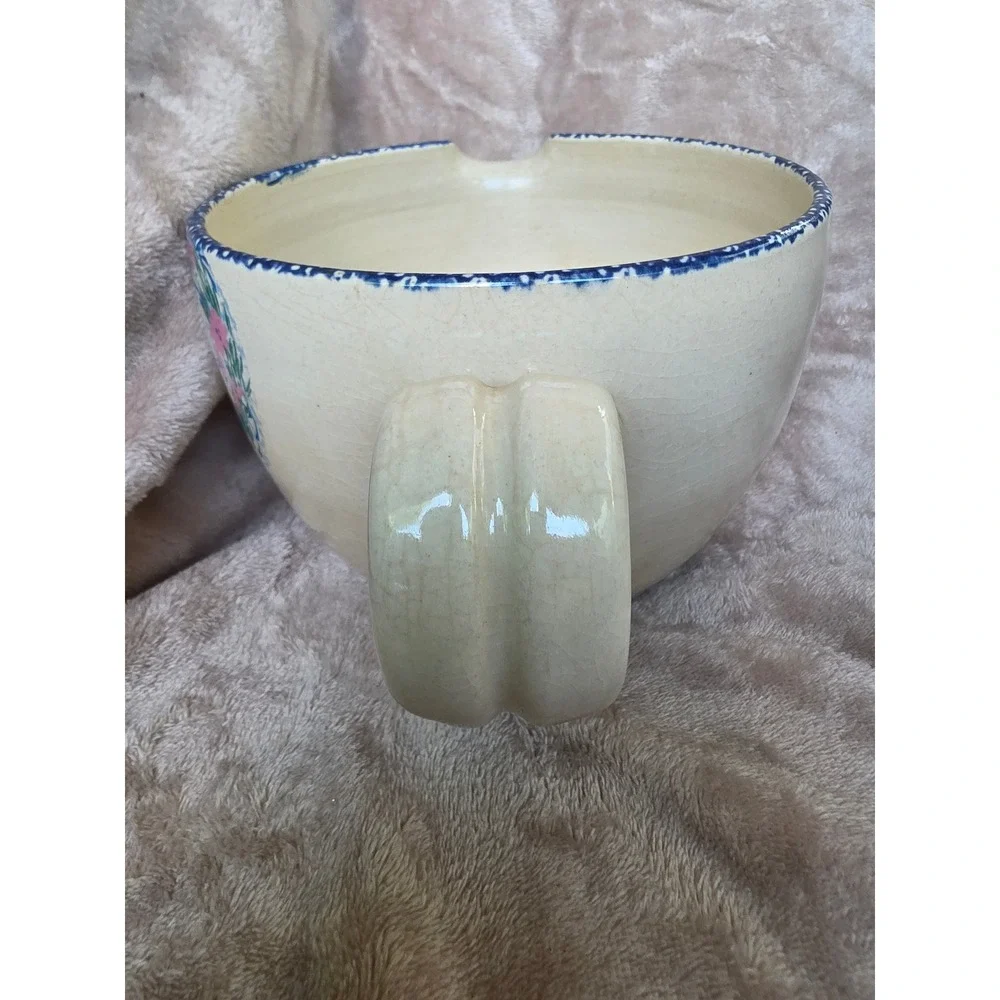 Vintage 1998 Hummingbird Garden Stoneware Batter Bowl with Spout Made in USA